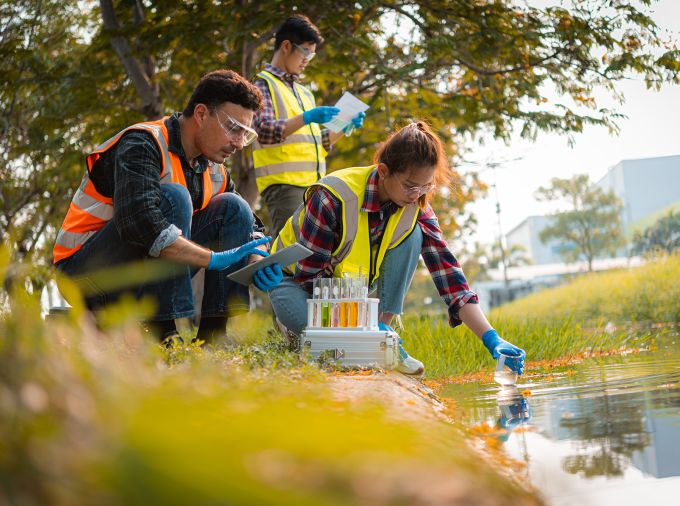 Scientists collect water samples