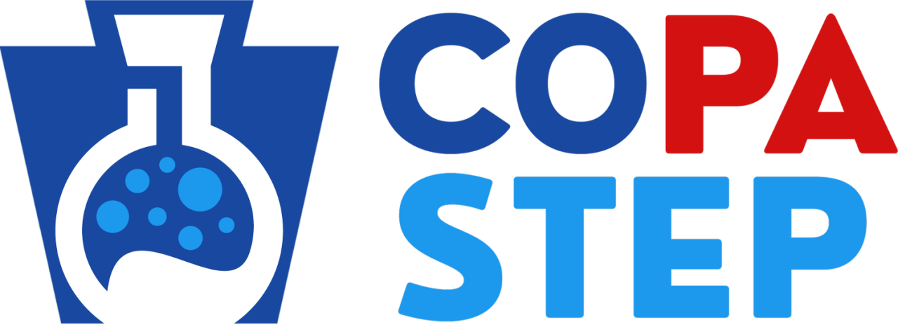 Logo for COPA STEP featuring a beaker and the keystone symbol for Pennsylvania.