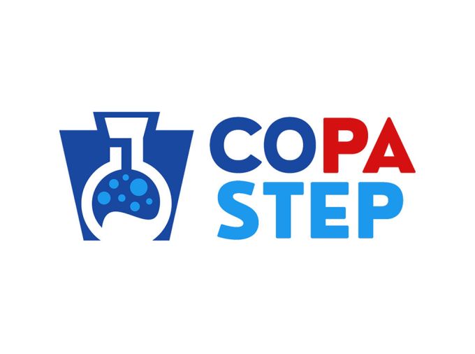 Logo for COPA STEP featuring a beaker and the keystone symbol for Pennsylvania.